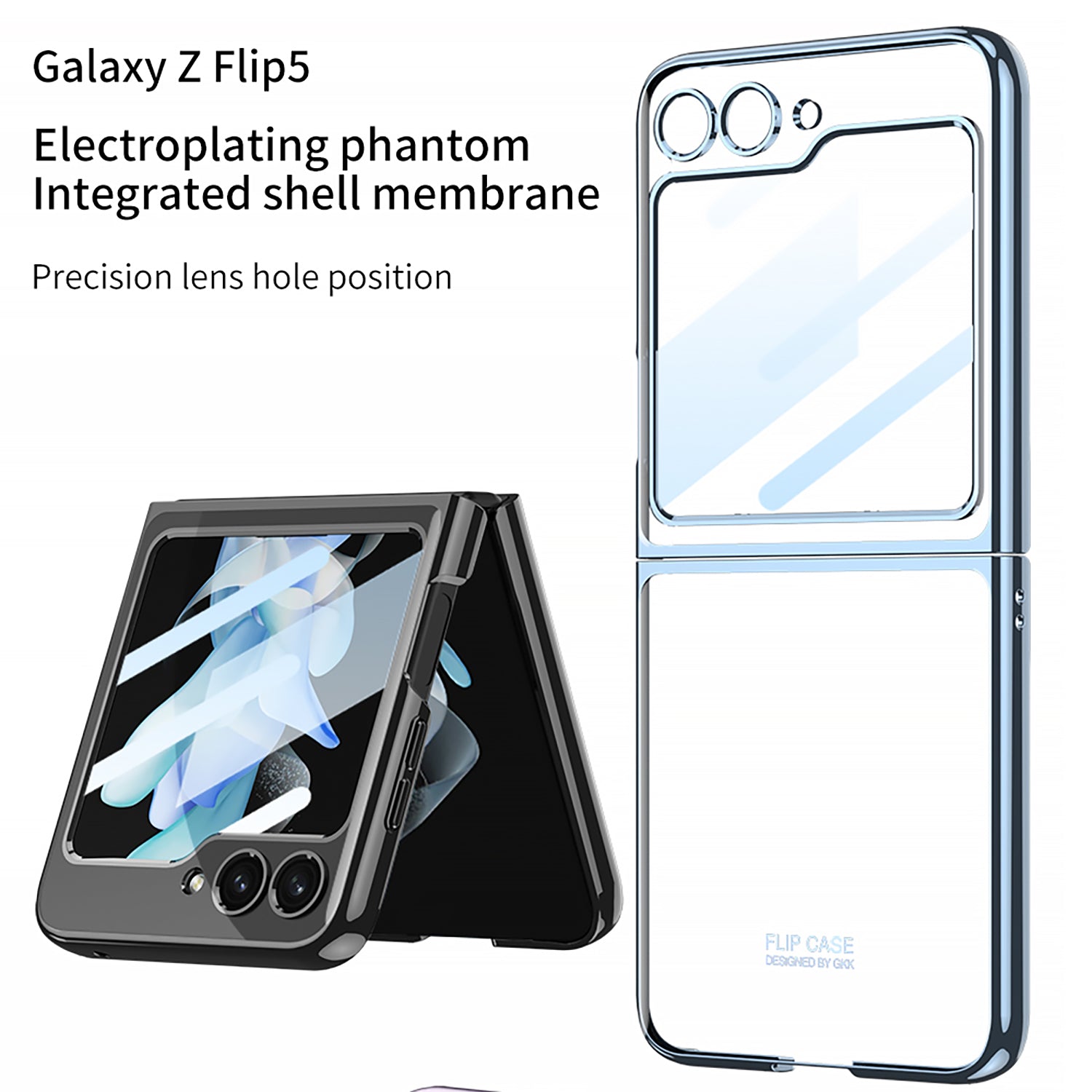 GKK For Samsung Galaxy Z Flip5 5G Folding Phone Cover Shell Electroplating Plastic Phone Case with Tempered Glass Screen Film GKK For Samsung Galaxy Z Flip5 5G Folding Phone Cover Shell Electroplating Plastic Phone Case with Tempered Glass Screen Film
